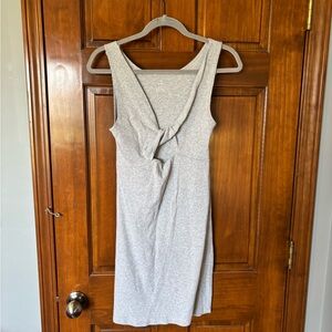 aerie Light Gray Twist-Front Midi Dress Size Medium